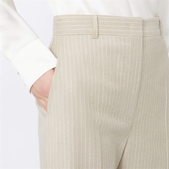 Max Mara Studio Medium Bukser, Beige Pinstripes